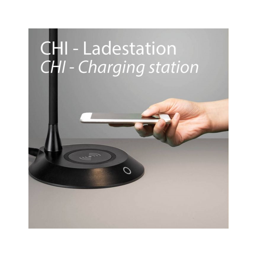 JUST LIGHT. 14414-18 - LED Dæmpbar fleksibel berøringsbetjent bordlampe med trådløs opladning PUCKI LED/4,5W/230V sort