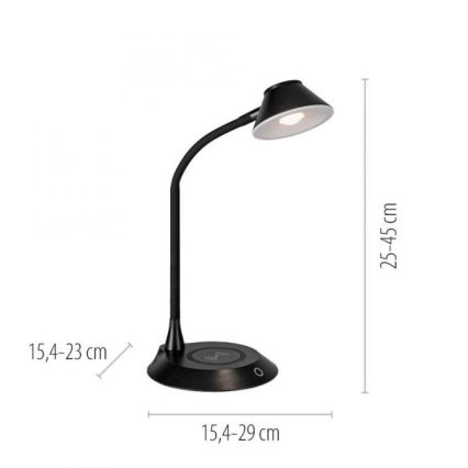JUST LIGHT. 14414-18 - LED Dæmpbar fleksibel berøringsbetjent bordlampe med trådløs opladning PUCKI LED/4,5W/230V sort