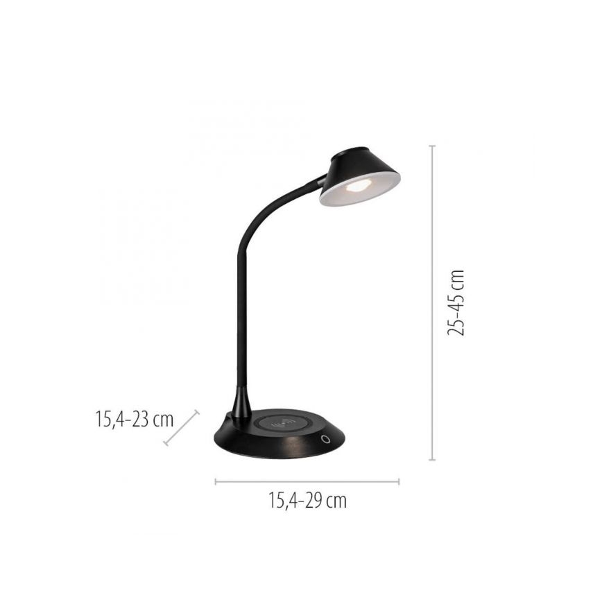 JUST LIGHT. 14414-18 - LED Dæmpbar fleksibel berøringsbetjent bordlampe med trådløs opladning PUCKI LED/4,5W/230V sort