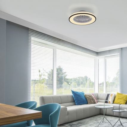 JUST LIGHT. 14447-18 - LED loftventilator med lys m. RGBW-farver dæmpbar LENO LED/44W/230V 3000-6500K diameter 48,6 cm hvid + fjernbetjening