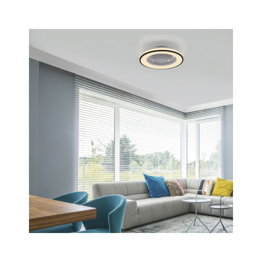 JUST LIGHT. 14447-18 - LED loftventilator med lys m. RGBW-farver dæmpbar LENO LED/44W/230V 3000-6500K diameter 48,6 cm hvid + fjernbetjening
