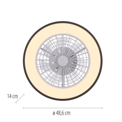 JUST LIGHT. 14447-18 - LED loftventilator med lys m. RGBW-farver dæmpbar LENO LED/44W/230V 3000-6500K diameter 48,6 cm hvid + fjernbetjening