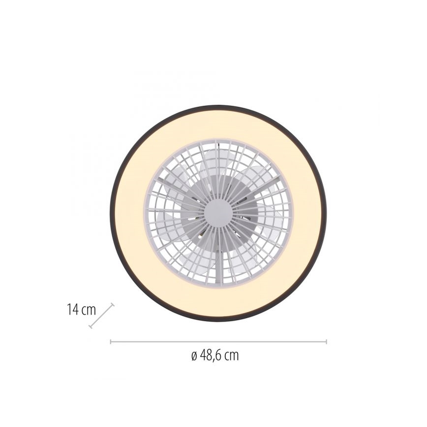JUST LIGHT. 14447-18 - LED loftventilator med lys m. RGBW-farver dæmpbar LENO LED/44W/230V 3000-6500K diameter 48,6 cm hvid + fjernbetjening