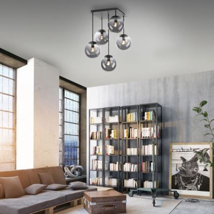 JUST LIGHT. 14602-18 - Pendellampe WIDOW 5xE14/25W/230V sort