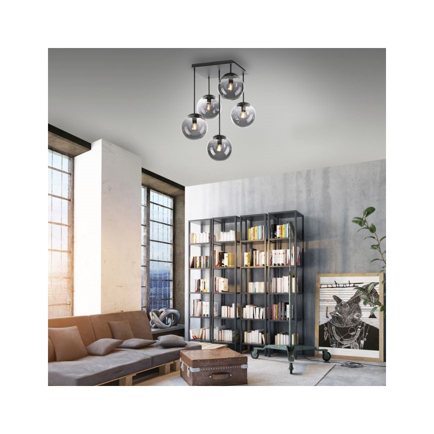 JUST LIGHT. 14602-18 - Pendellampe WIDOW 5xE14/25W/230V sort