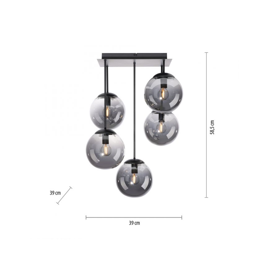 JUST LIGHT. 14602-18 - Pendellampe WIDOW 5xE14/25W/230V sort