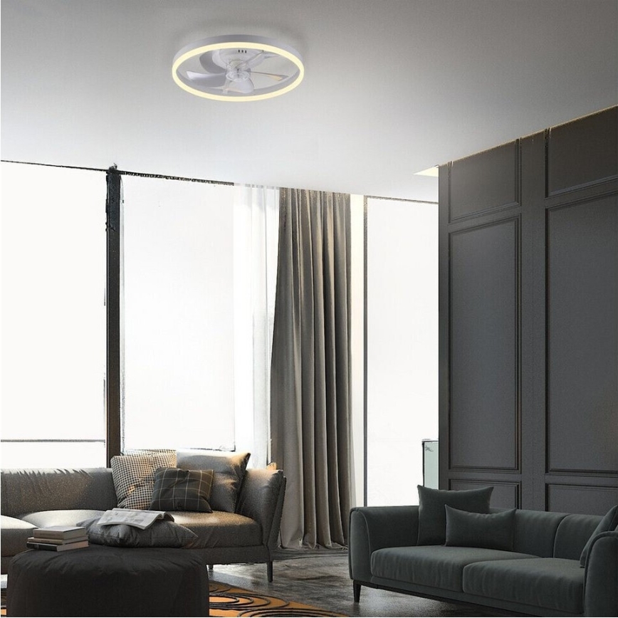 JUST LIGHT. 14624-16 - LED-dæmpbar loftventilator med lys RITA LED/22W/230V 3000-6000K Ø 50 cm hvid + fjernbetjening