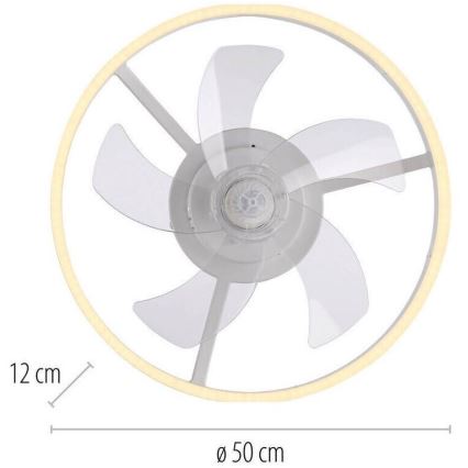 JUST LIGHT. 14624-16 - LED-dæmpbar loftventilator med lys RITA LED/22W/230V 3000-6000K Ø 50 cm hvid + fjernbetjening