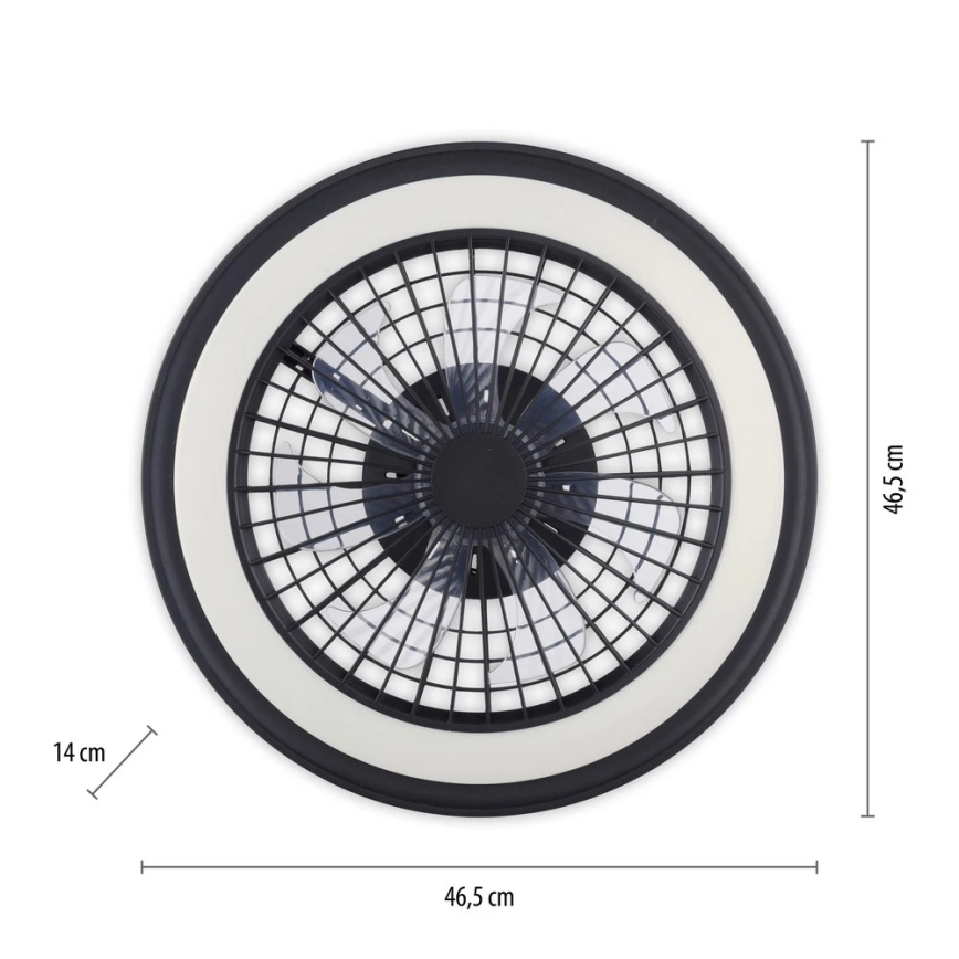 JUST LIGHT. 14649-18 - LED loftventilator med lys m. RGBW-farver dæmpbar BRANDON LED/36W/230V 2700-5000K diameter 46,5 cm sort + fjernbetjening
