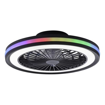 JUST LIGHT. 14649-18 - LED loftventilator med lys m. RGBW-farver dæmpbar BRANDON LED/36W/230V 2700-5000K diameter 46,5 cm sort + fjernbetjening
