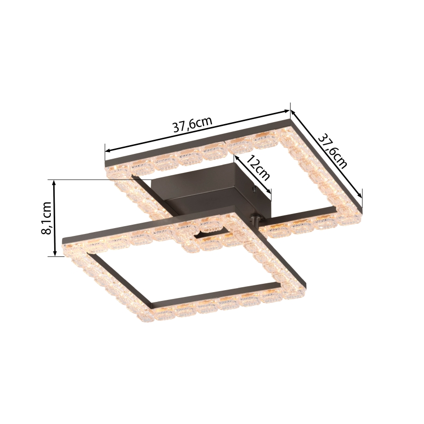 JUST LIGHT. 14732-18 - LED loftlampe GLITRA LED/17,5W/230V 37,6x37,6 cm sort