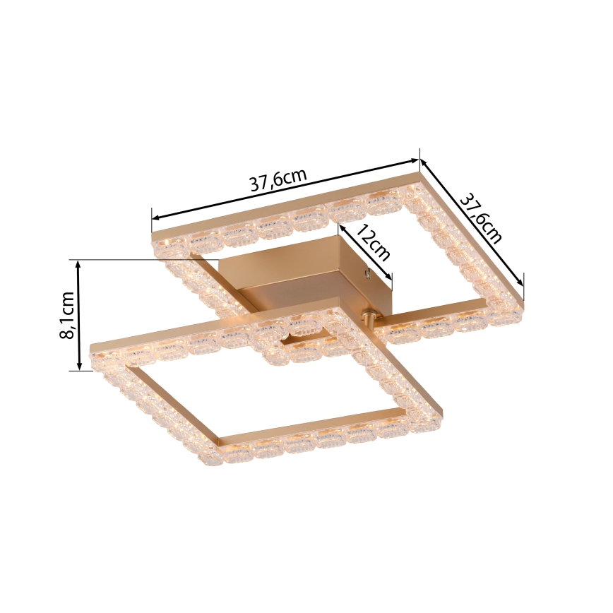 JUST LIGHT. 14732-60 - LED loftlampe GLITRA LED/17,5W/230V 37,6x37,6 cm guld