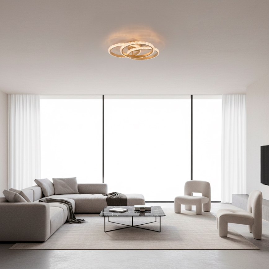 JUST LIGHT. 14734-60 - LED loftlampe GLITRA LED/37W/230V Ø 50 cm guld