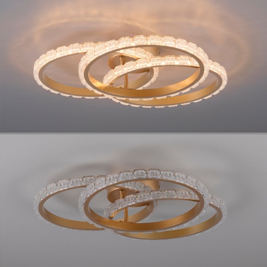 JUST LIGHT. 14734-60 - LED loftlampe GLITRA LED/37W/230V Ø 50 cm guld