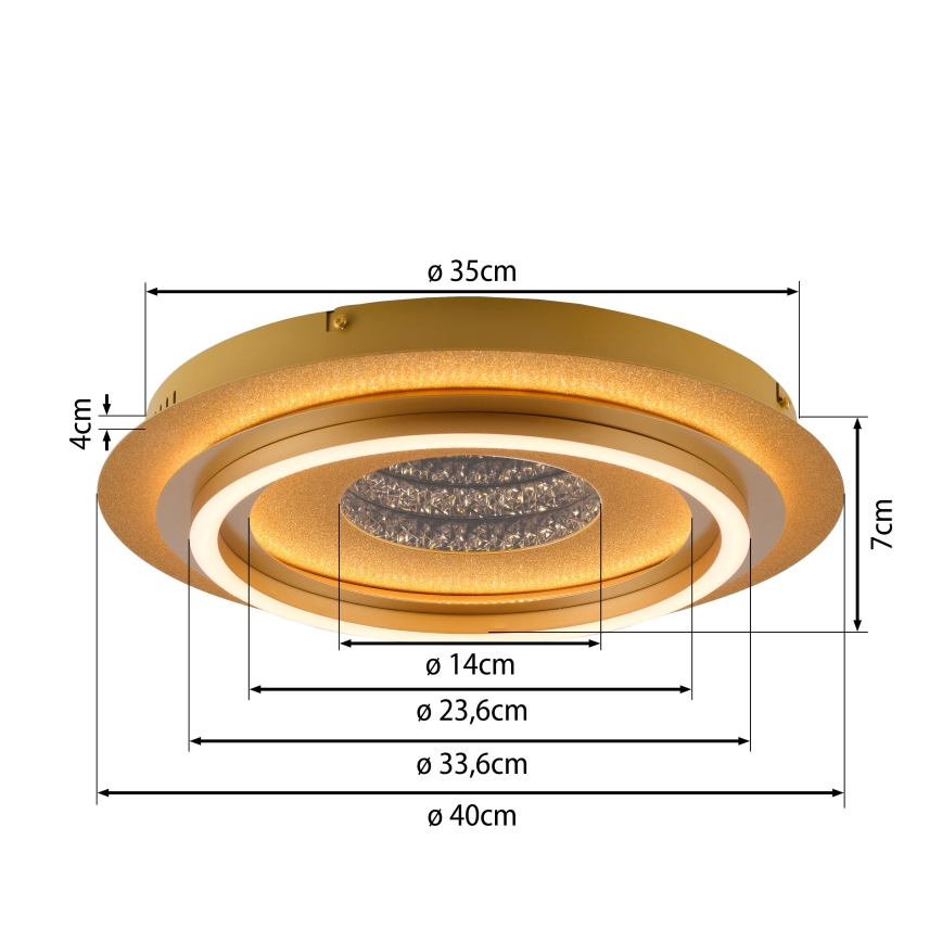 JUST LIGHT. 15089-60 - LED loftlampe CICHIO LED/36W/230V Ø 40 cm guld
