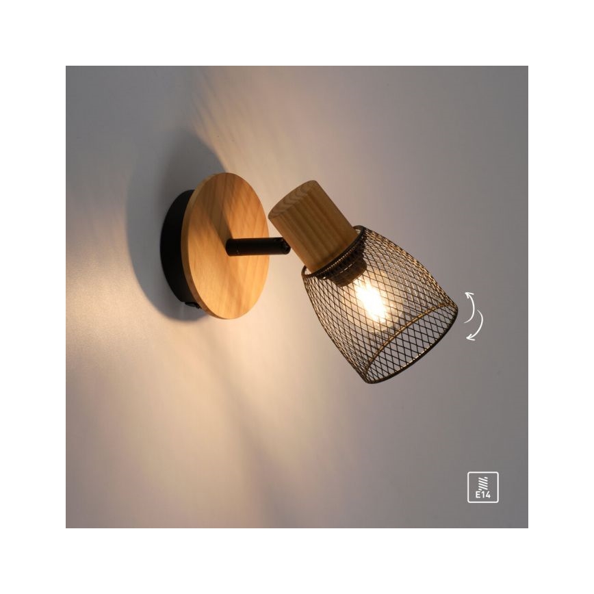 JUST LIGHT. 15191-79 - Vægspot TAMIS 1xE14/10W/230V fyrretræ