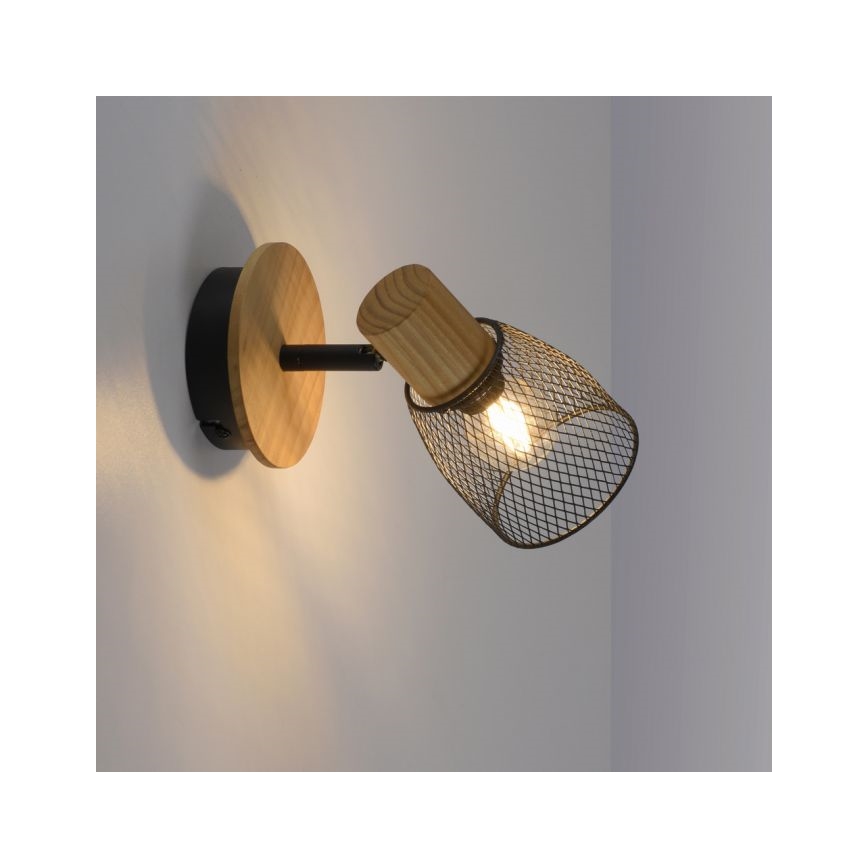 JUST LIGHT. 15191-79 - Vægspot TAMIS 1xE14/10W/230V fyrretræ