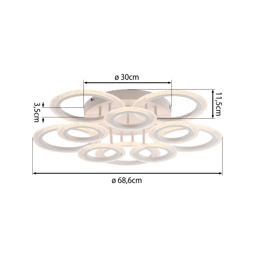 JUST LIGHT. 15268-16 - LED-loftlampe CRYSTALLO LED/48,5W/230V Ø 68,6 cm hvid