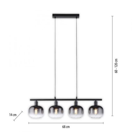 JUST LIGHT. 15421-18 - Pendel ZEA 4xE14/25W/230V sort