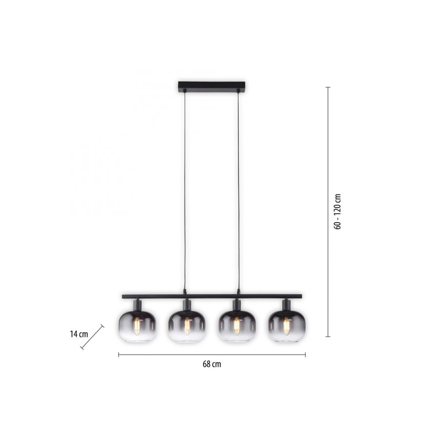 JUST LIGHT. 15421-18 - Pendel ZEA 4xE14/25W/230V sort