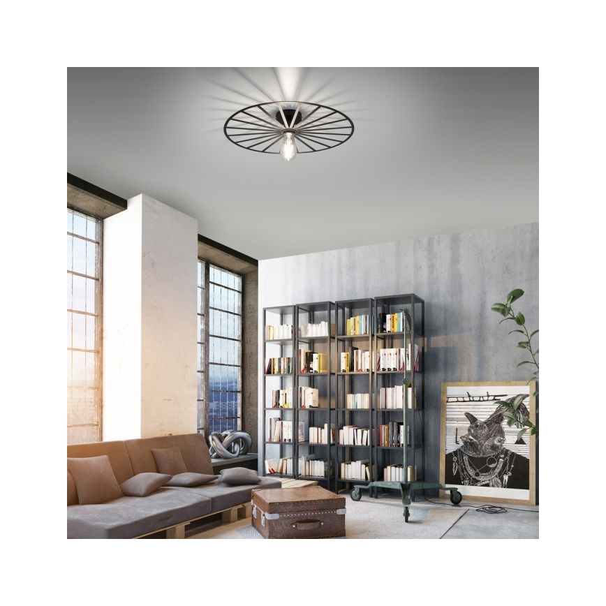 JUST LIGHT. 15636-18 - Loftlampe SPIKE 1xE27/40W/230V diameter 50 cm sort