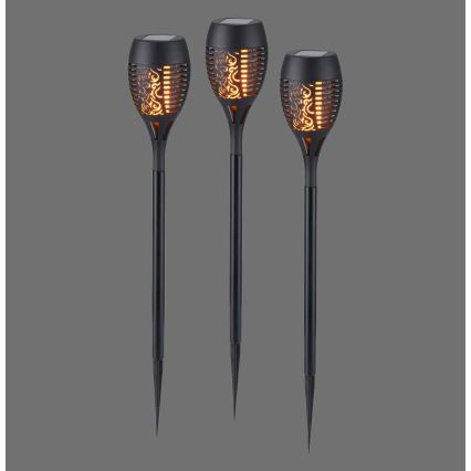 JUST LIGHT. 19106-18-3 - SÆT 3x LED solcellelampe FACKEL LED/0,24W/1,2V 200 mAh IP44 sort