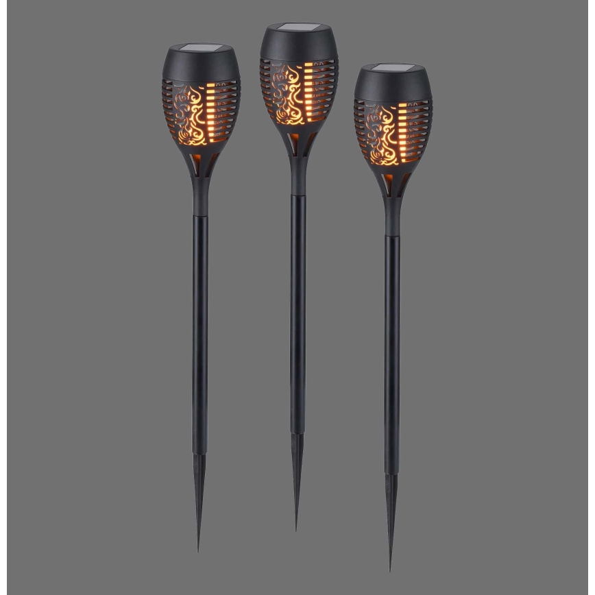 JUST LIGHT. 19106-18-3 - SÆT 3x LED solcellelampe FACKEL LED/0,24W/1,2V 200 mAh IP44 sort