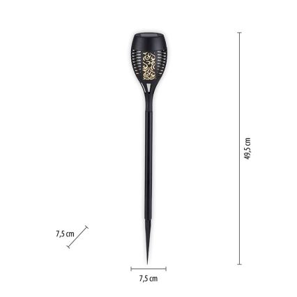 JUST LIGHT. 19106-18-3 - SÆT 3x LED solcellelampe FACKEL LED/0,24W/1,2V 200 mAh IP44 sort