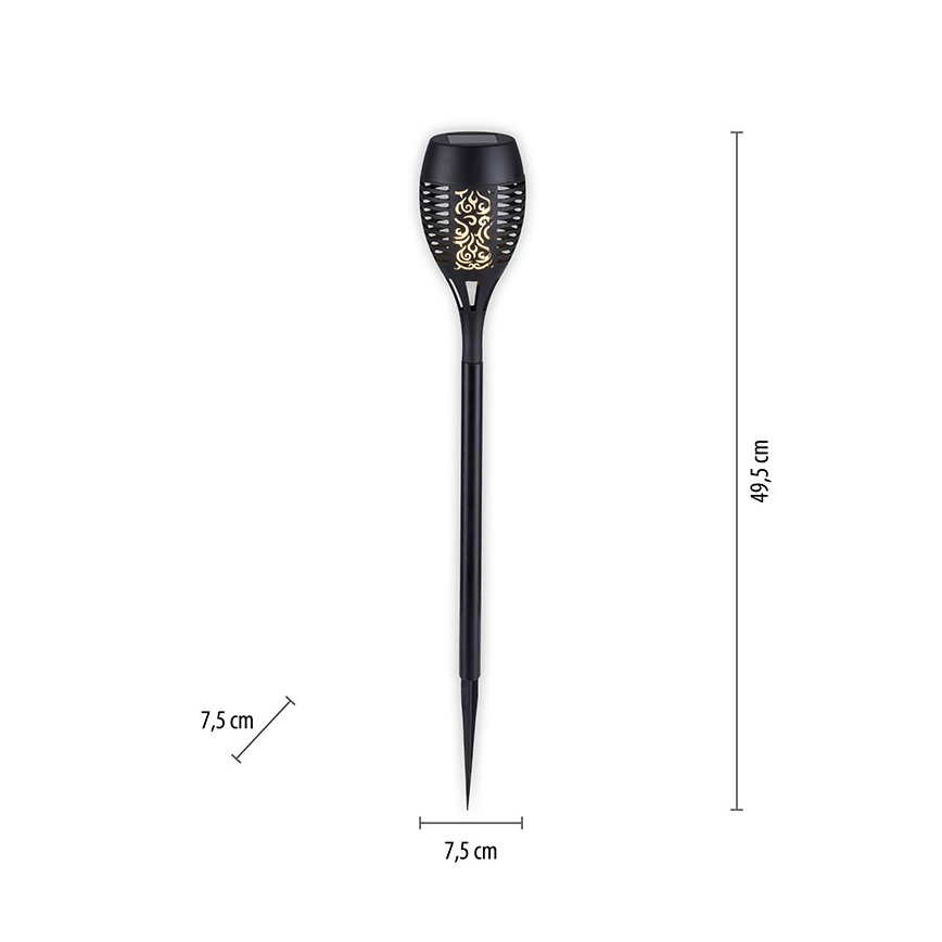 JUST LIGHT. 19106-18-3 - SÆT 3x LED solcellelampe FACKEL LED/0,24W/1,2V 200 mAh IP44 sort