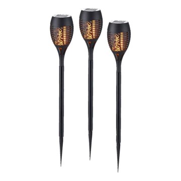 JUST LIGHT. 19106-18-3 - SÆT 3x LED solcellelampe FACKEL LED/0,24W/3,7V 200 mAh IP44 sort