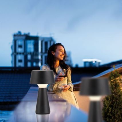 JUST LIGHT. 19260-18 - Udendørs LED lampe dæmpbar touch-funktion ABERA LED/3W/3,7V 2000 mAh USB IP54 sort