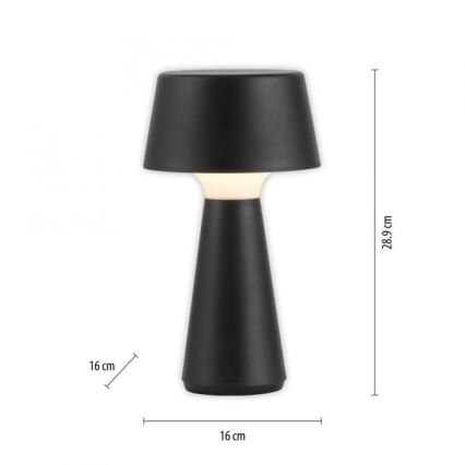 JUST LIGHT. 19260-18 - Udendørs LED lampe dæmpbar touch-funktion ABERA LED/3W/3,7V 2000 mAh USB IP54 sort