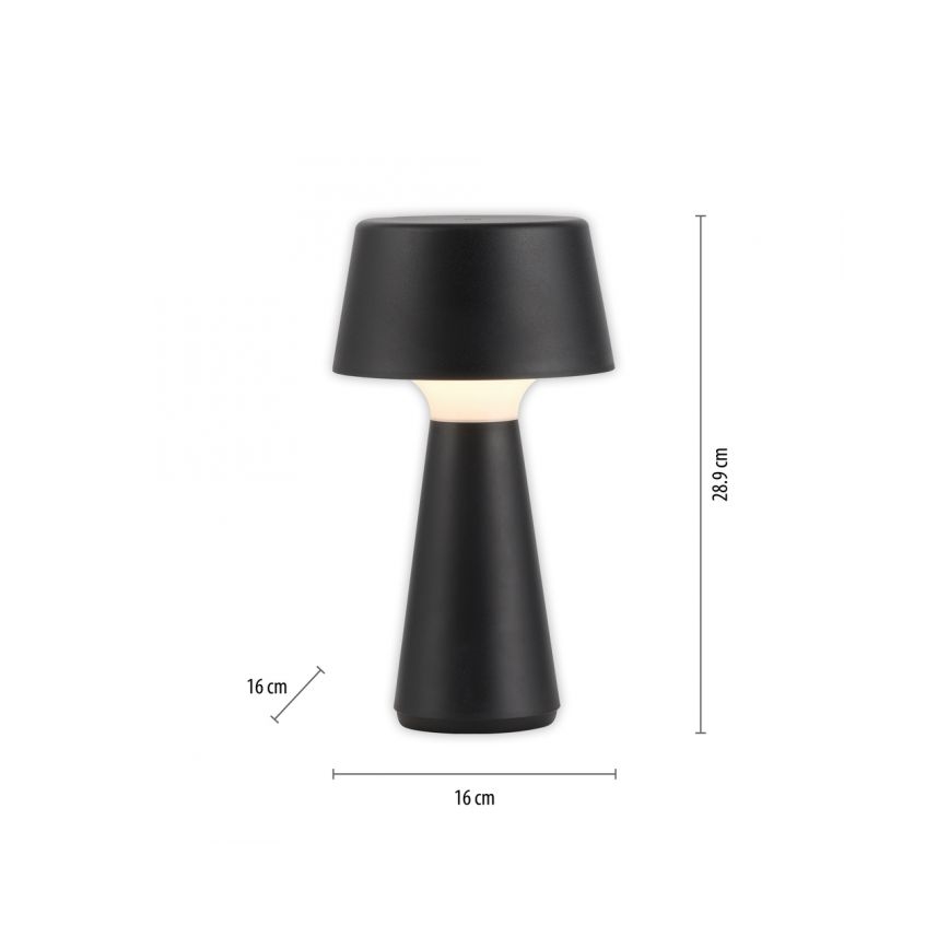 JUST LIGHT. 19260-18 - Udendørs LED lampe dæmpbar touch-funktion ABERA LED/3W/3,7V 2000 mAh USB IP54 sort