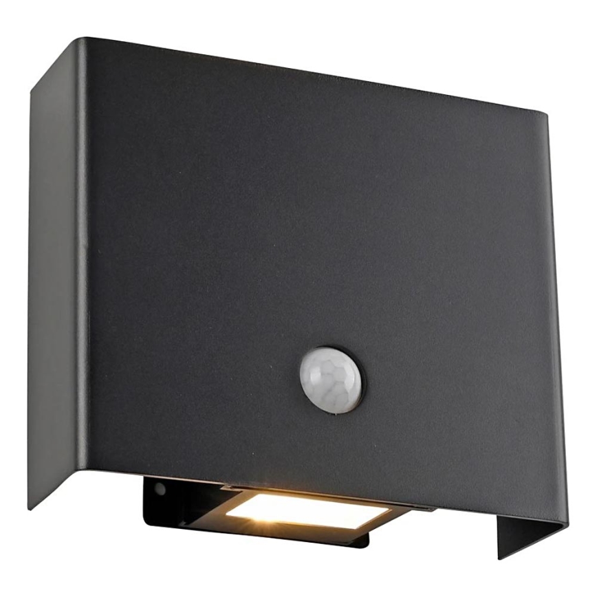 JUST LIGHT. 19471-18 - LED Udendørs væglampe med sensor AMIN 2xLED/1,25W/3,7V 4400mAh IP44 sort
