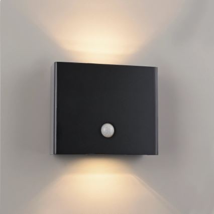 JUST LIGHT. 19471-18 - LED Udendørs væglampe med sensor AMIN 2xLED/1,25W/3,7V 4400mAh IP44 sort