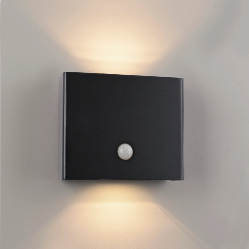 JUST LIGHT. 19471-18 - LED Udendørs væglampe med sensor AMIN 2xLED/1,25W/3,7V 4400mAh IP44 sort