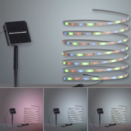 JUST LIGHT. 19971-18 - LED RGB solcelledrevet strimmel TEANIA LED/3,7V 5 m 1200 mAh IP44 sort
