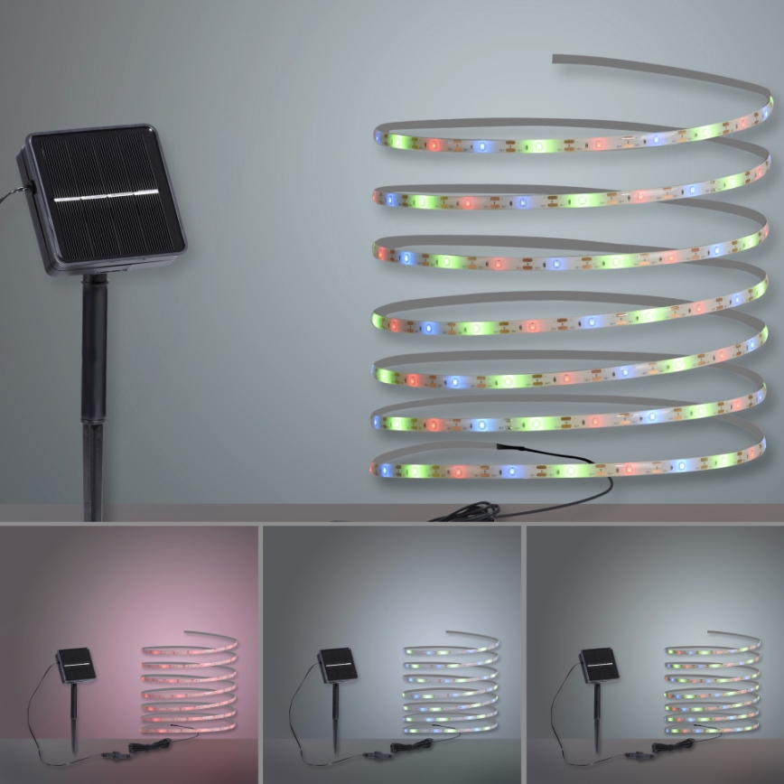 JUST LIGHT. 19971-18 - LED RGB solcelledrevet strimmel TEANIA LED/3,7V 5 m 1200 mAh IP44 sort