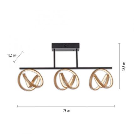 JUST LIGHT. 6245-18 - LED loftlampe dæmpbar LOOP 3xLED/11W/230V 2700-5000K + fjernbetjening