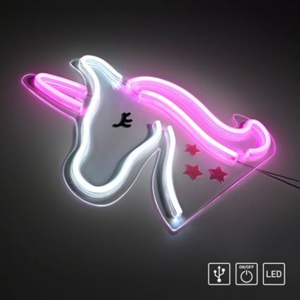 JUST LIGHT. 85025-70 - LED Vægdekoration neon NEON LED/6,5W/5V enhjørning