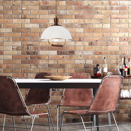 Nedhængt loftlampe RAMONA 1xE27/60W/230V beige/mørkebrun/fyrretræ