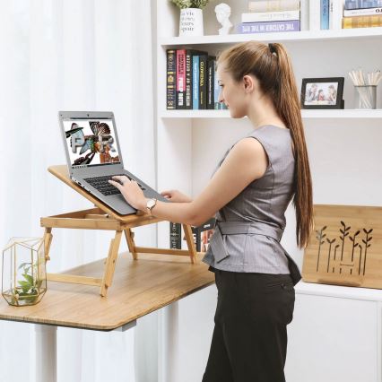 Justerbart laptopbord til sengen LAT, brun