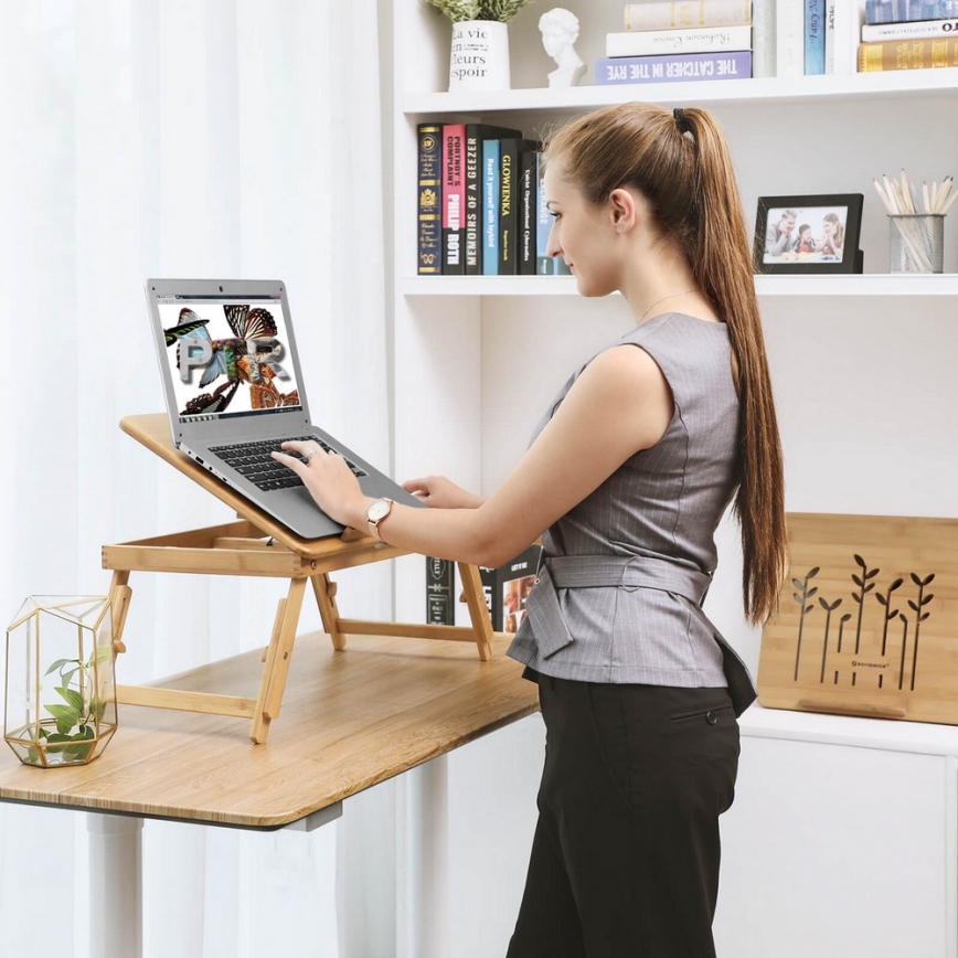 Justerbart laptopbord til sengen LAT, brun