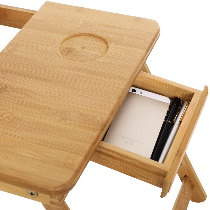 Justerbart laptopbord til sengen LAT, brun
