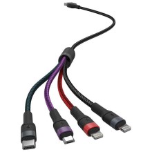 Kabel USB/USB Lightning/MicroUSB/USB-C 1,2 m flerfarvet