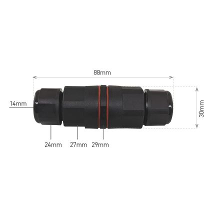Kabelkobling CWF 250V/16A IP68 3x2,5 mm²