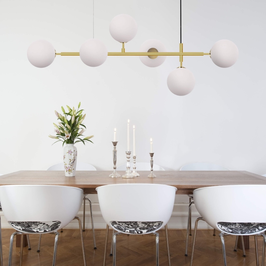 Kabelophængt lysekrone ALISA 6xE14/40W/230V guld