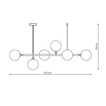 Kabelophængt lysekrone ALISA 6xE14/40W/230V guld