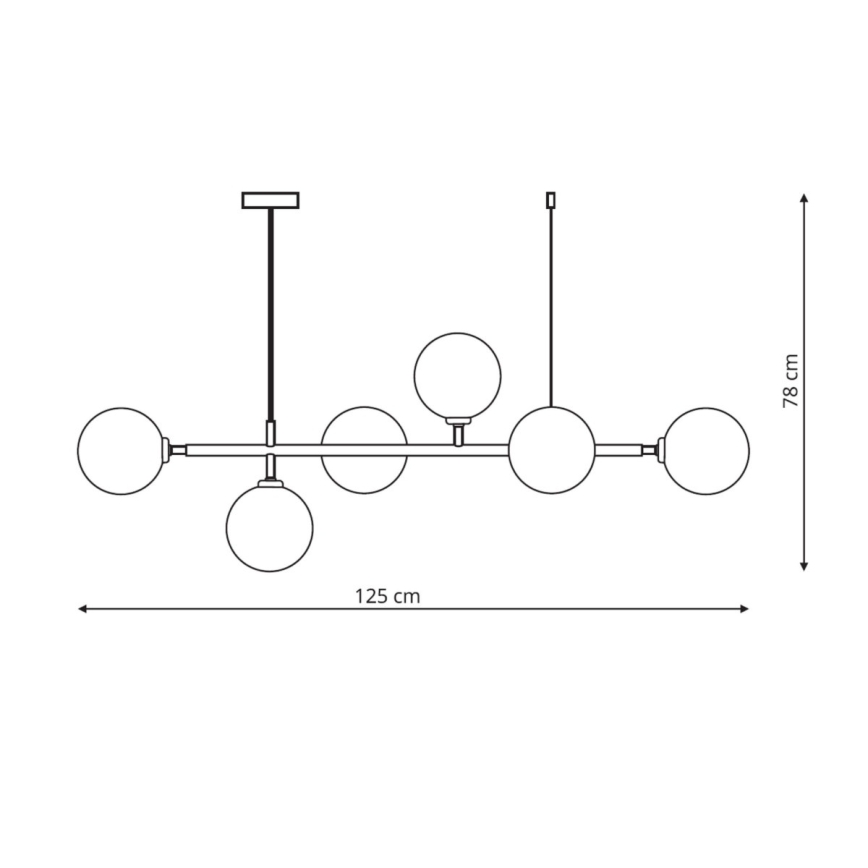 Kabelophængt lysekrone ALISA 6xE14/40W/230V guld