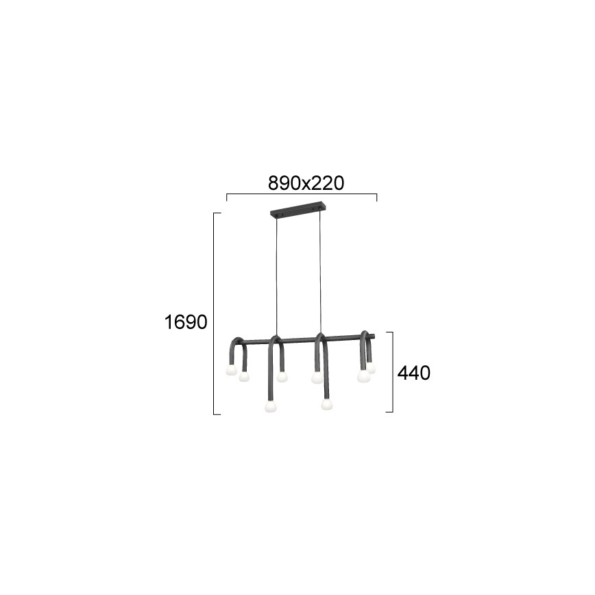 Kabelophængt lysekrone DELORI 8xG9/28W/230V sort